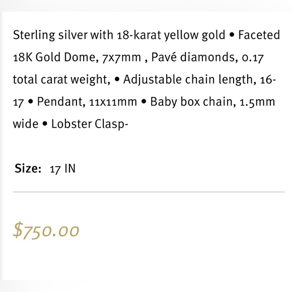 David Yurman Petite Alibion Necklace with Gold Dome & Diamonds - Picture 8 of 8